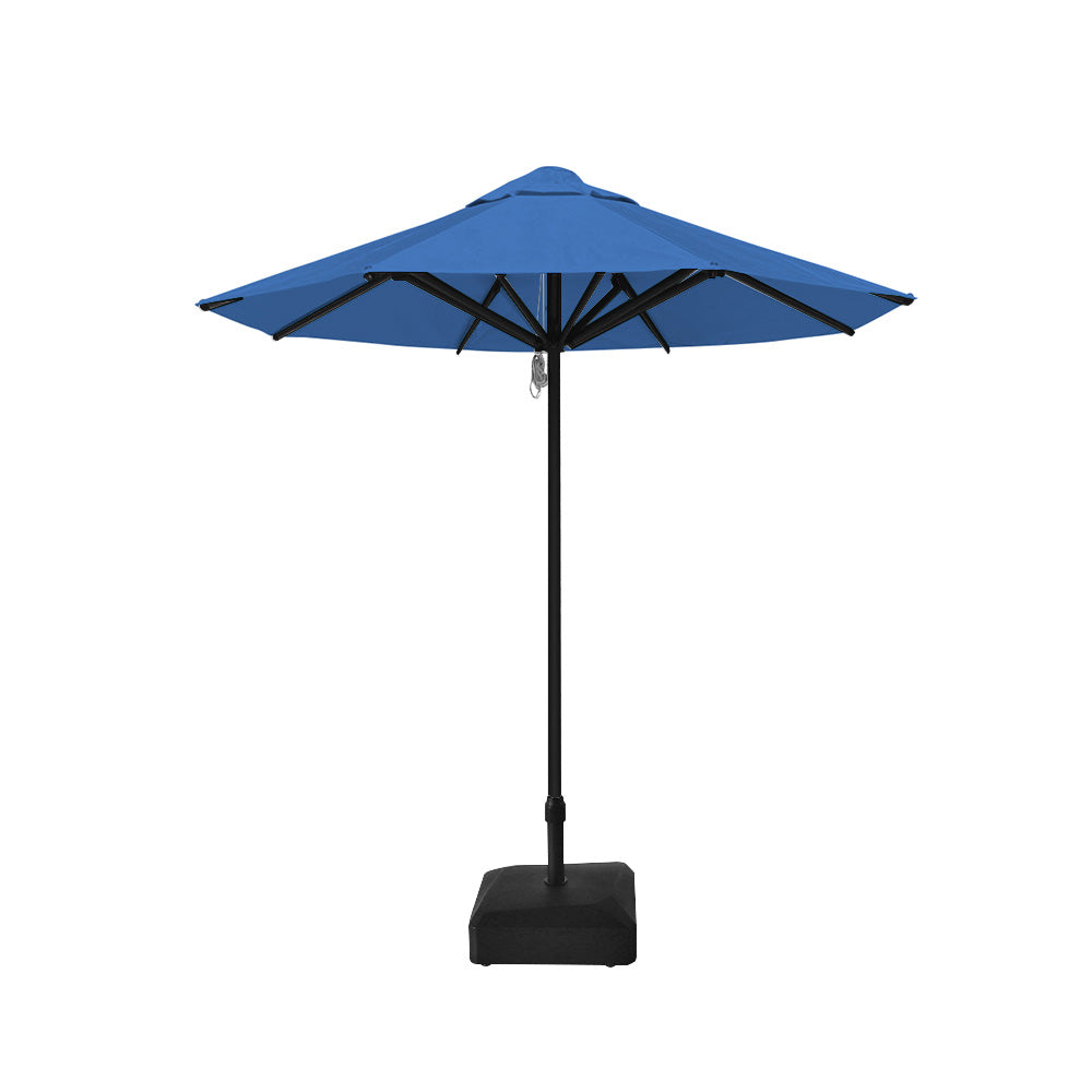 2.5m dia. Saville Octagonal Umbrellas with Capri Blue Roof, Black Frame, and 45kg Water Weight