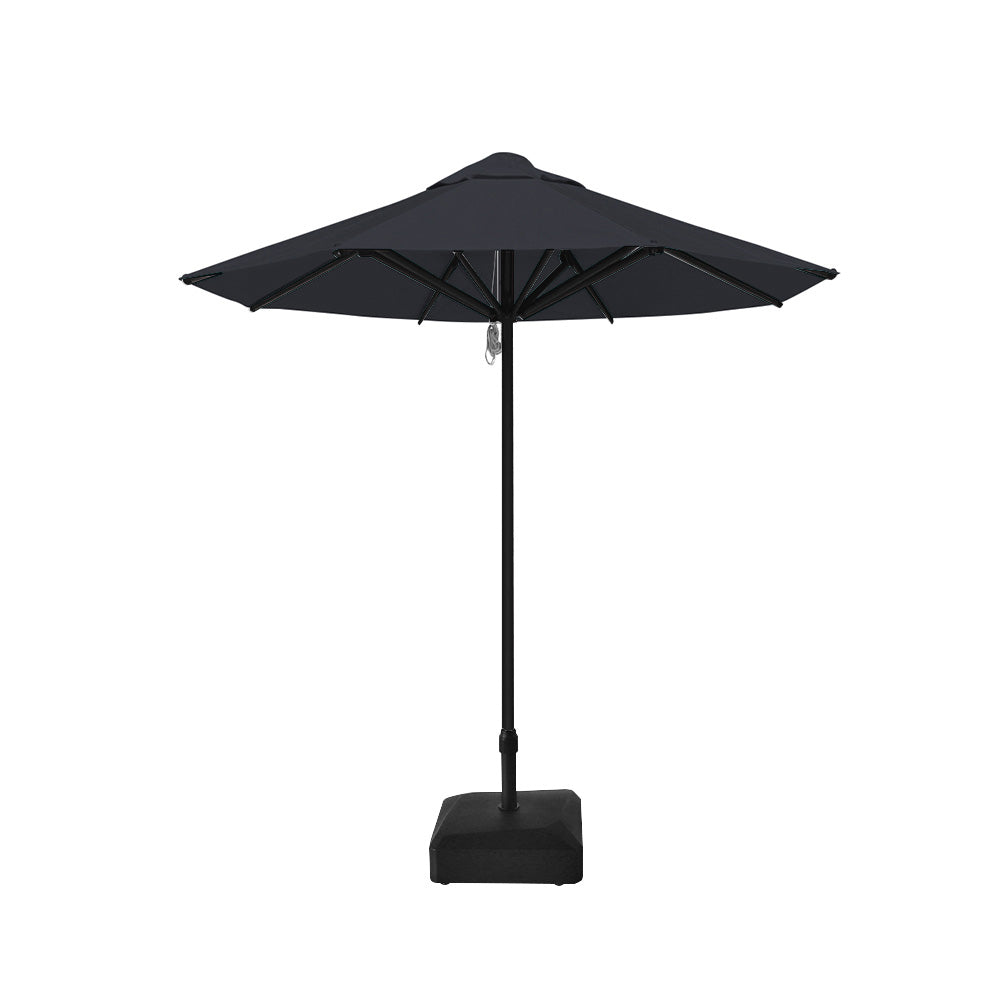 2.5m dia. Saville Octagonal Umbrellas with Charcoal Roof, Black Frame, and 45kg Water Weight