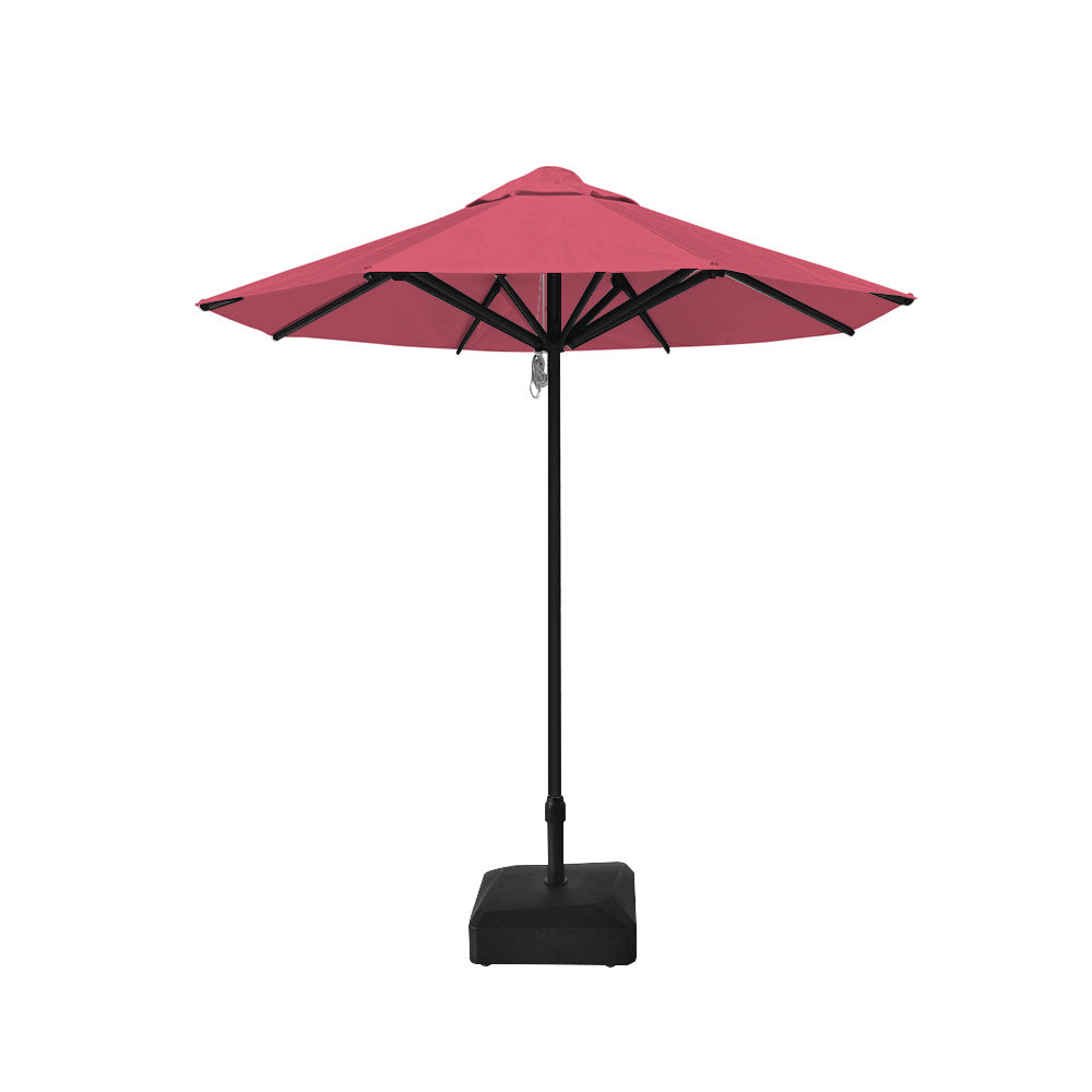 2.5m dia. Saville Octagonal Umbrellas with Coral Roof, Black Frame, and 45kg Water Weight