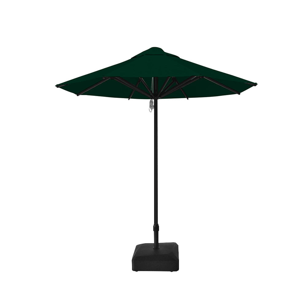 2.5m dia. Saville Octagonal Umbrellas with Forest Green Roof, Black Frame, and 45kg Water Weight