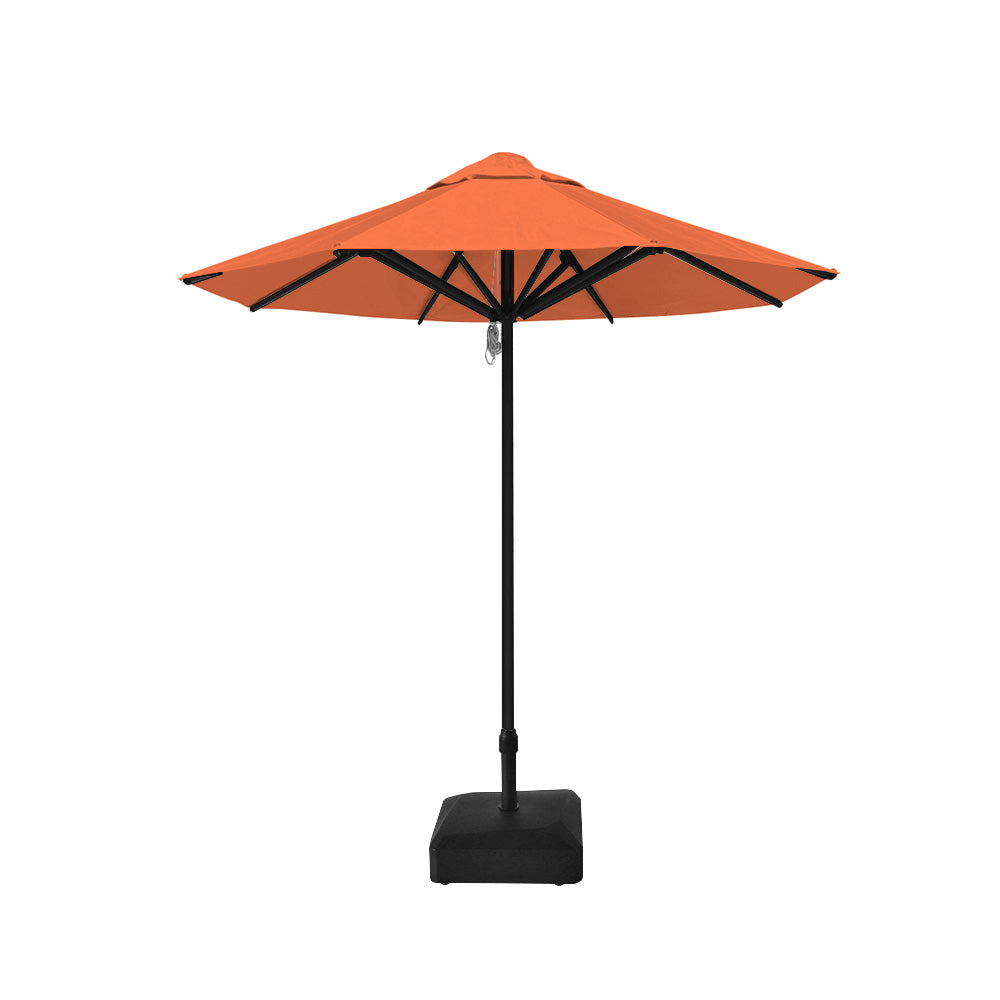 2.5m dia. Saville Octagonal Umbrellas with Orange Roof, Black Frame, and 45kg Water Weight