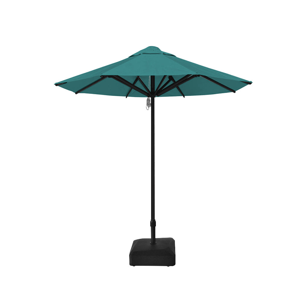 2.5m dia. Saville Octagonal Umbrellas with Turquoise Blue Roof, Black Frame, and 45kg Water Weight