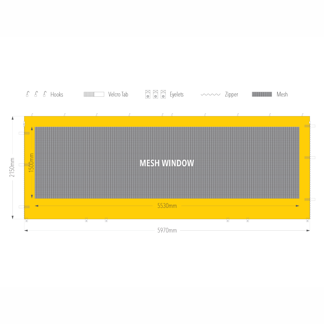 6m Marquee Mesh Window Wall | Marquee Accessory