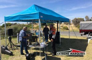 plain blue folding event gazebo