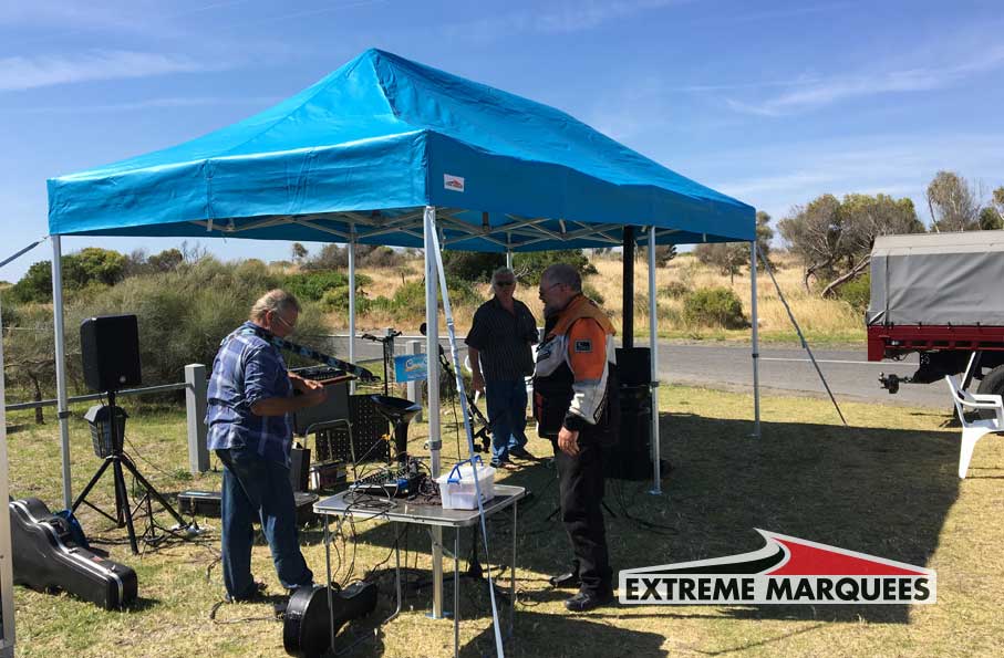 plain blue folding event gazebo