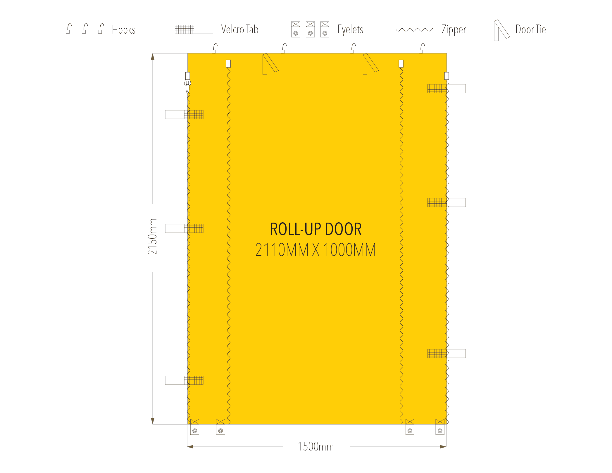 1.5m roll-up door wall diagram
