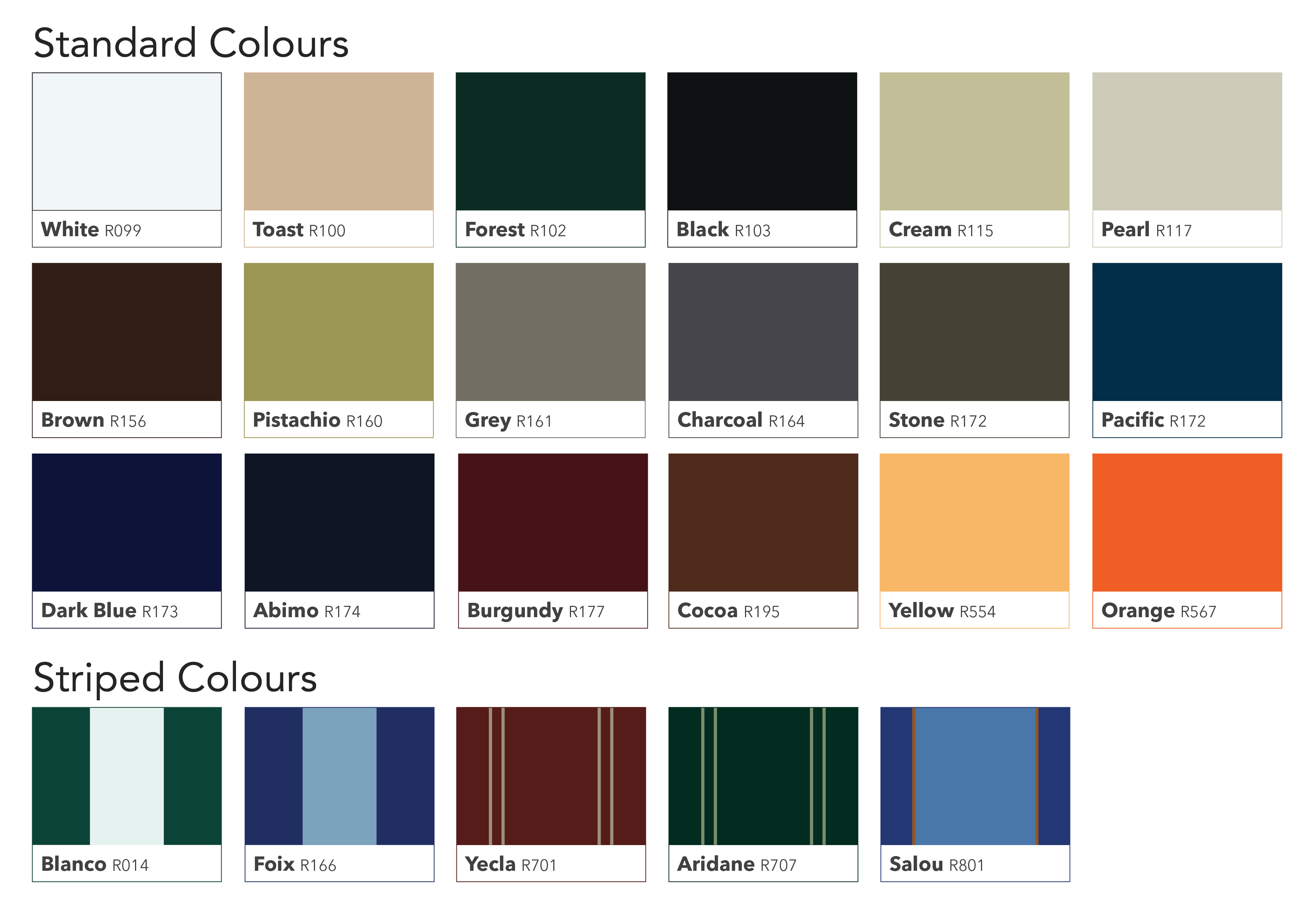 fabric colours spanish recasens 100 and 200 series umbrellas