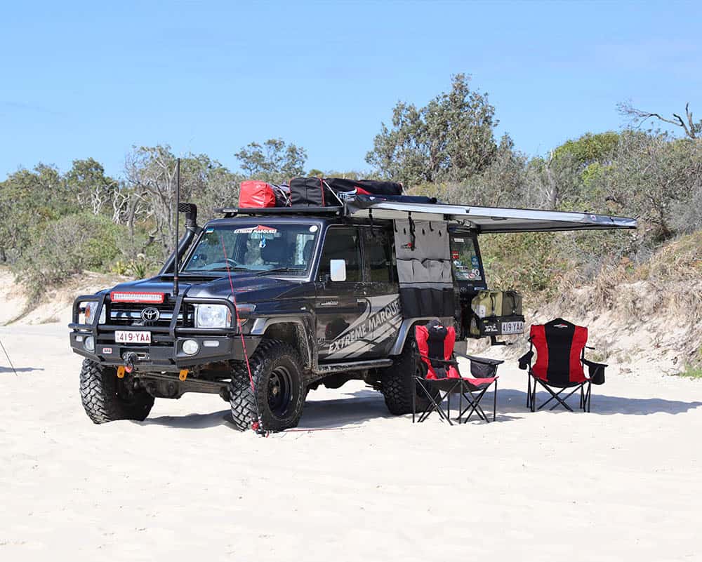 270 car awning and folding chairs
