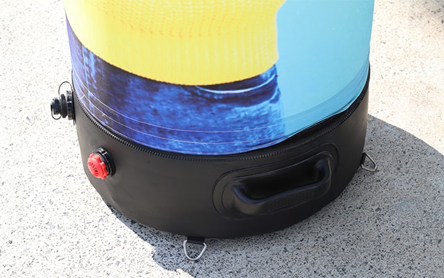 the bottom of an inflatable banner