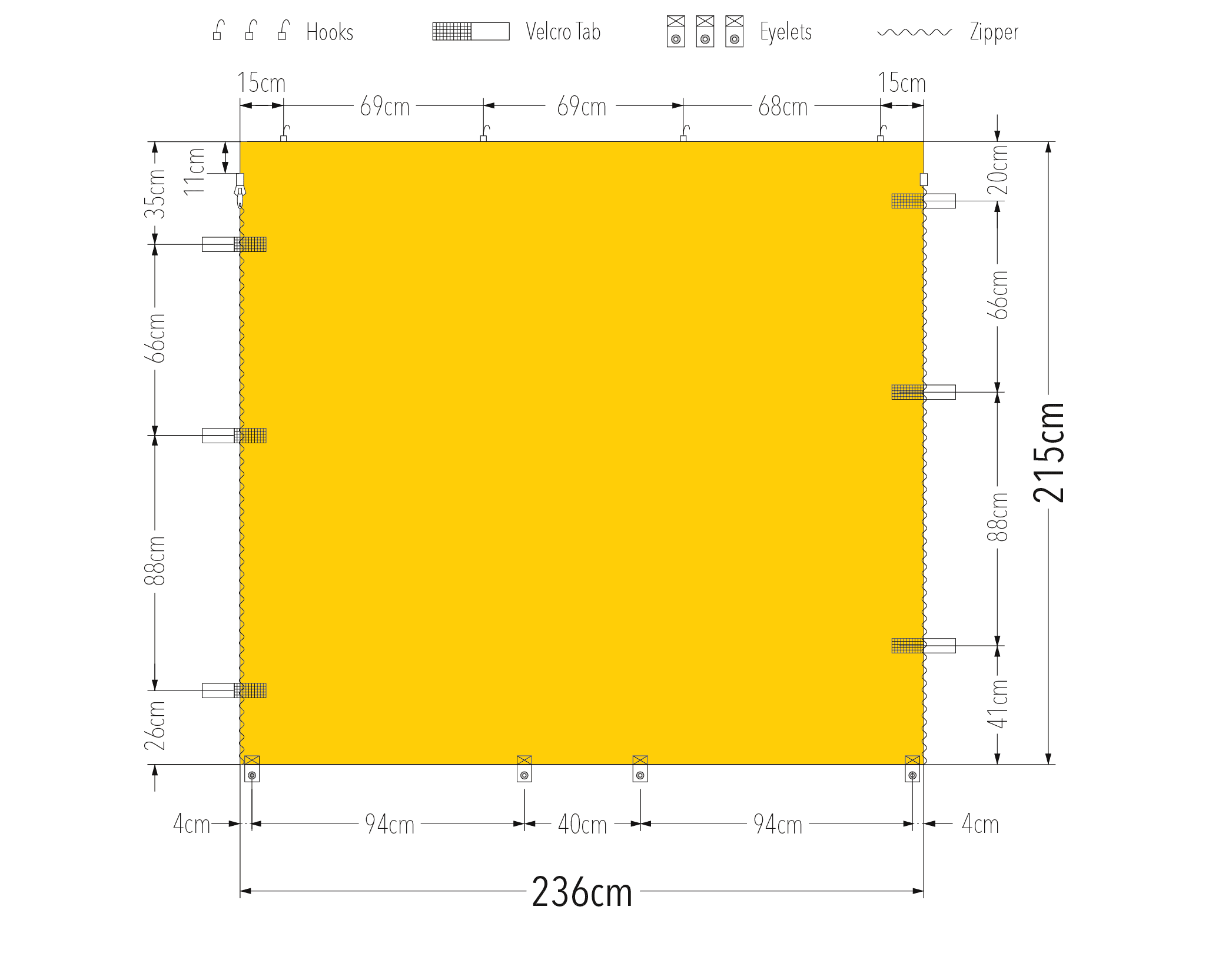 2.4m wall eyelet spacing diagram