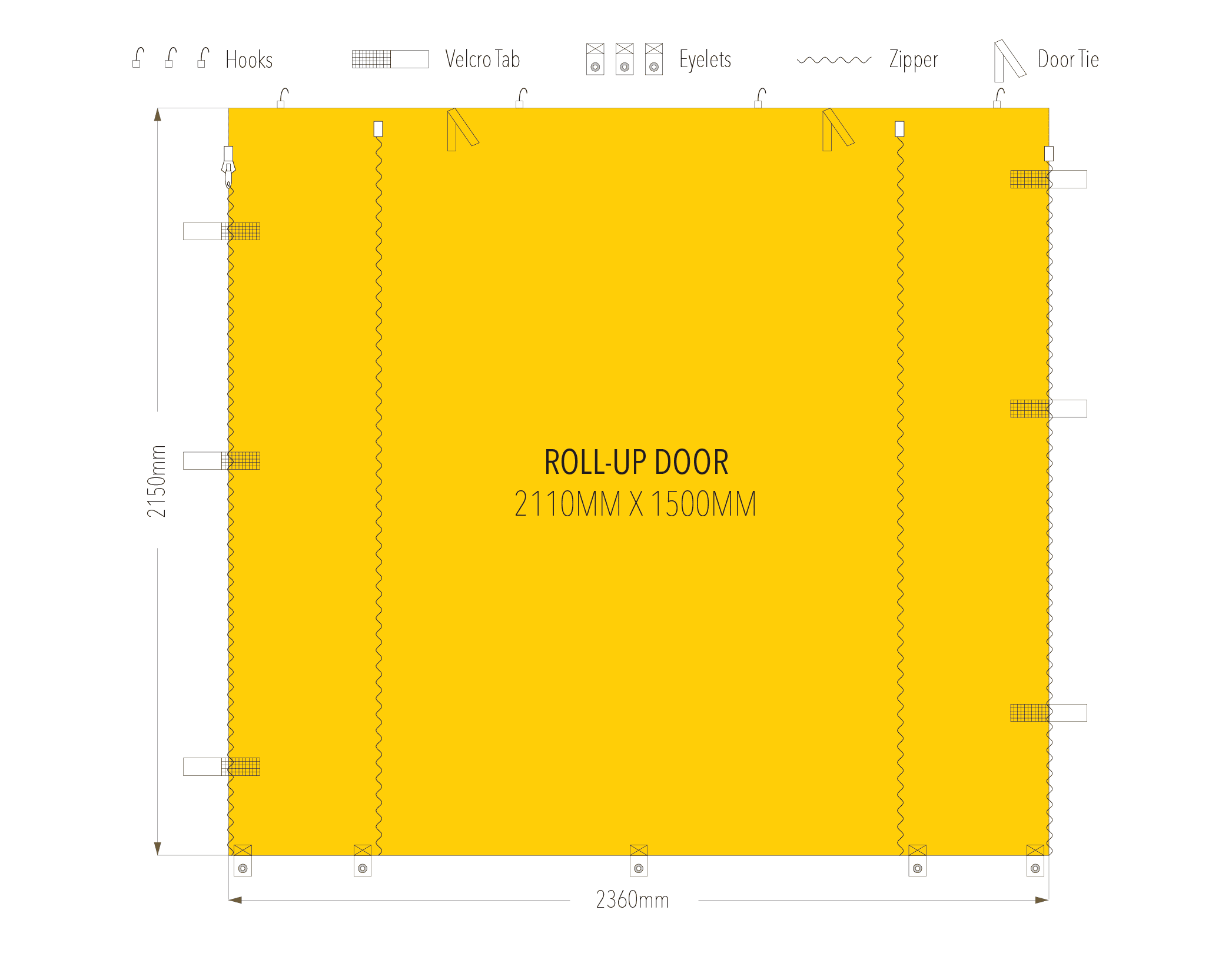 2.4m roll-up door wall diagram