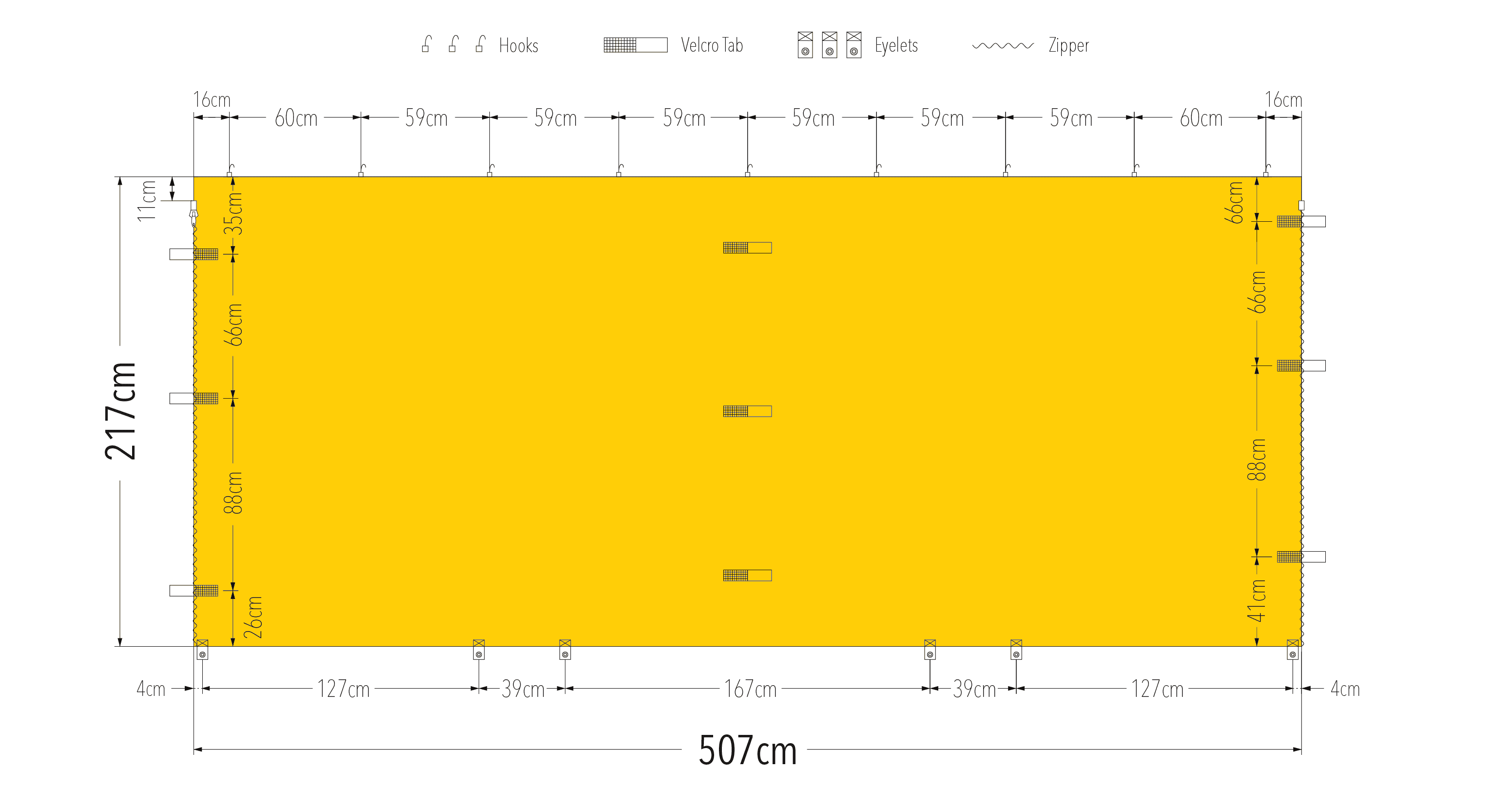5m wall eyelet spacing diagram
