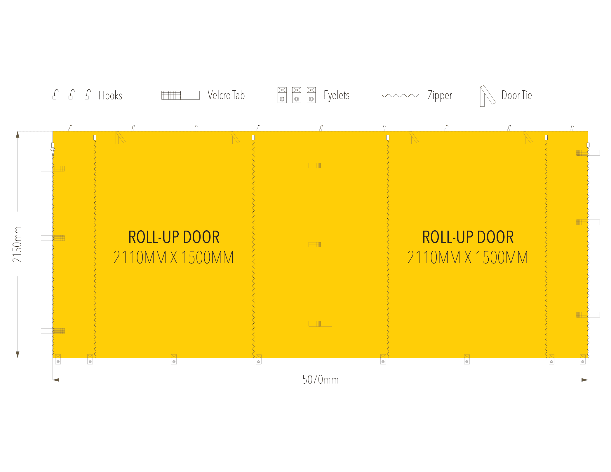 5m roll-up door wall diagram