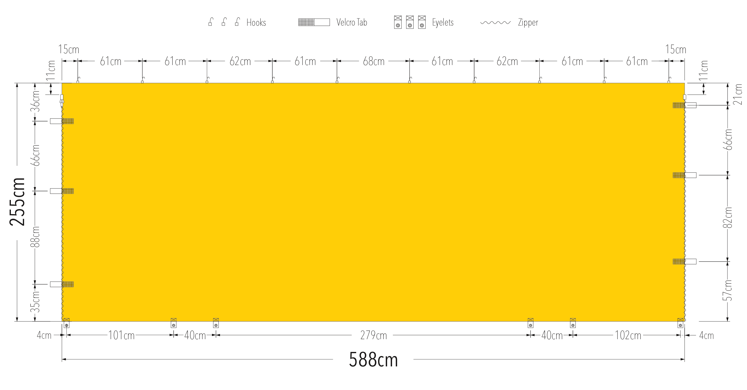 6m tec wall eyelet spacing diagram